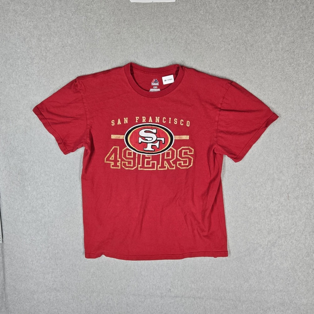 San Francisco 49ers Women Shirt L/G Red Majestic Graphic Team Logo Short Sleeve